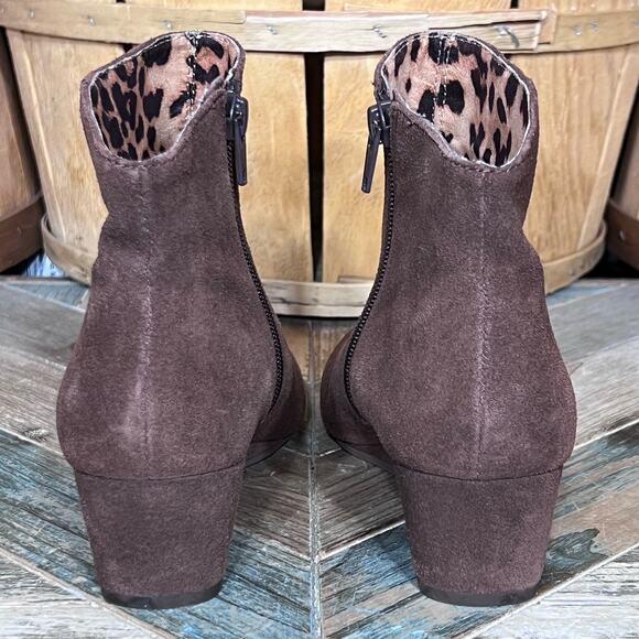 Seychelles Sultry Chocolate Brown Suede Demi Wedge Ankle Booties Womens Size 6.5 - Picture 6 of 11